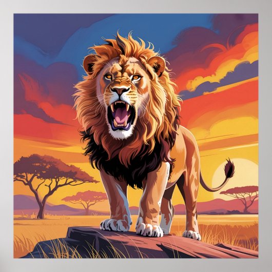 Leeuw in de wildernis poster (Voorkant)