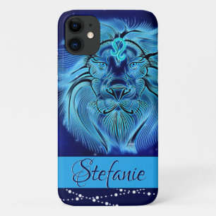 Leeuw in donkerblauw Case-Mate iPhone case