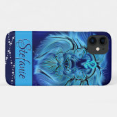 Leeuw in donkerblauw Case-Mate iPhone case (Achterkant (horizontaal))