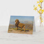 Leeuw in een bergachtig landschap | Rosa Bonheur Kaart (Gele Bloem)