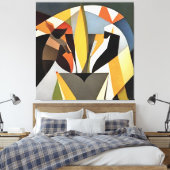 Leeuw in een geometrische Abstracte kunststijl Canvas Afdruk (Insitu (Slaapkamer))