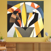 Leeuw in een geometrische Abstracte kunststijl Canvas Afdruk (Insitu (Woonkamer))