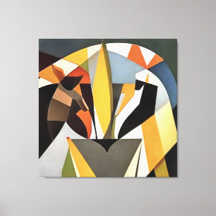 Leeuw in een geometrische Abstracte kunststijl Canvas Afdruk