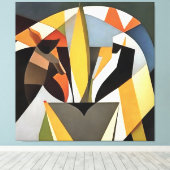 Leeuw in een geometrische Abstracte kunststijl Canvas Afdruk (Insitu (Houten vloer))