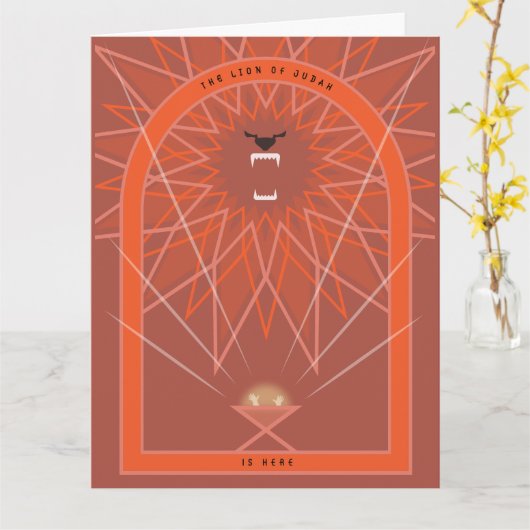 Leeuw in een Manger Kaart (Gele Bloem)