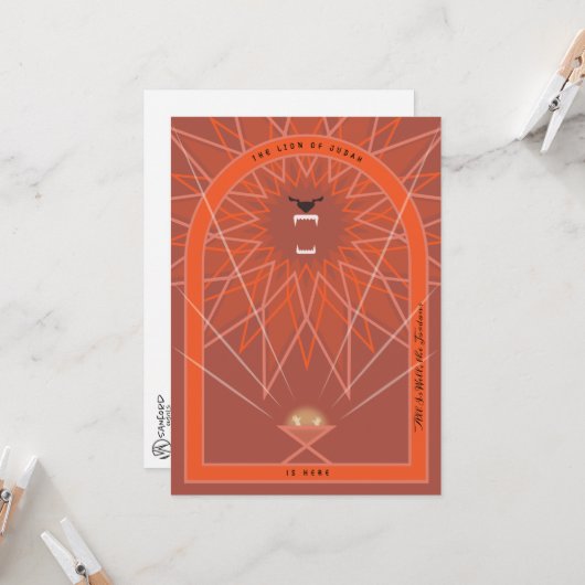 Leeuw in een Manger Kaart (Voorkant / Achterkant in situ)