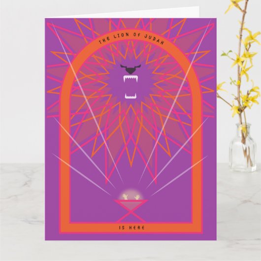 Leeuw in een Manger Kaart (Gele Bloem)