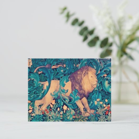 Leeuw in het bos, William Morris Briefkaart (Staand voorkant)