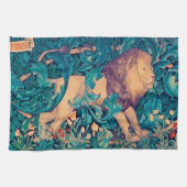 Leeuw in het bos, William Morris Kitchen Towel Theedoek (Horizontaal)