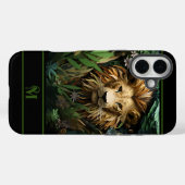 Leeuw in het Oerwoud Monogramed Initiaal Case-Mate iPhone Case (Achterkant (horizontaal))