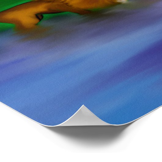 Leeuw in het water poster (Hoek)