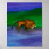 Leeuw in het water poster (Voorkant)