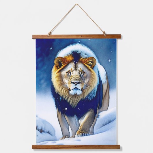 Leeuw in Ice Natuur Wildlife Hangend Wandkleed (Voorkant)