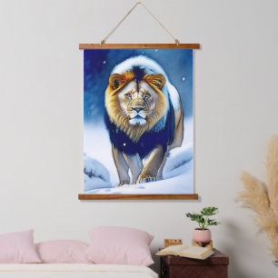 Leeuw in Ice Natuur Wildlife Hangend Wandkleed