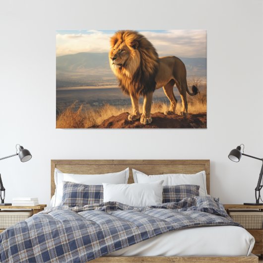 Leeuw in natuur canvas afdruk (Insitu (Slaapkamer))