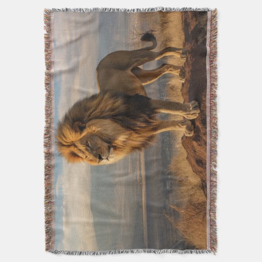 Leeuw in natuur deken (Voorkant Verticaal)