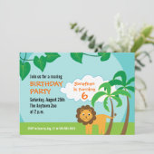 Leeuw in Oerwoud, Kinderverjaardagsfeestje Kaart (Staand voorkant)