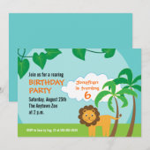 Leeuw in Oerwoud, Kinderverjaardagsfeestje Kaart (Voorkant / Achterkant)