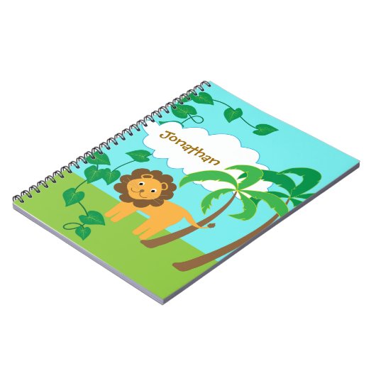 Leeuw in Oerwoud met palmbomen gepersonaliseerd Notitieboek (Linkerzijde)