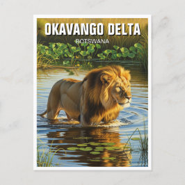 Leeuw in Okavango Delta in Botswana Briefkaart