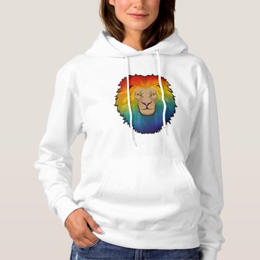 Leeuw in regenboogkleuren hoodie (Voorkant)