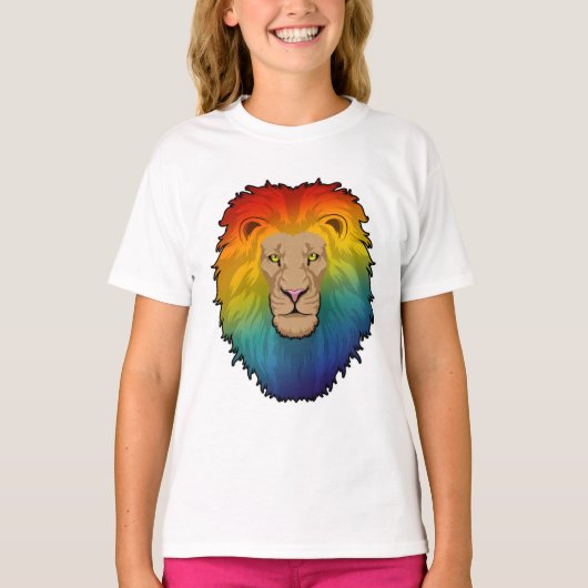 Leeuw in regenboogkleuren t-shirt (Voorkant)