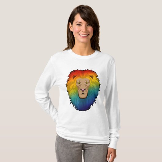 Leeuw in regenboogkleuren t-shirt (Voorkant volledig)