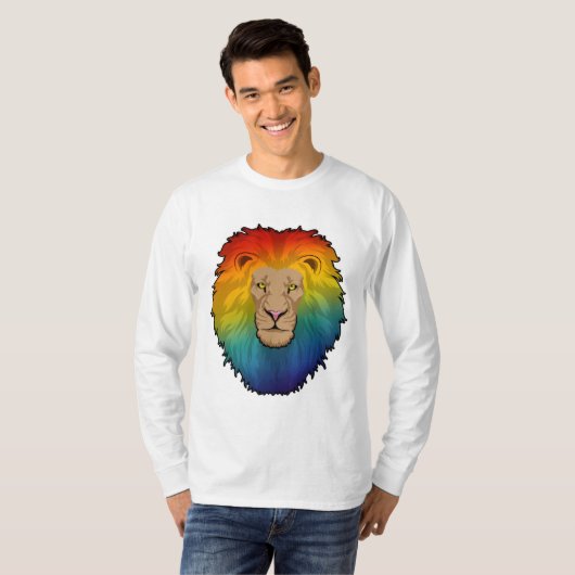 Leeuw in regenboogkleuren t-shirt (Voorkant volledig)