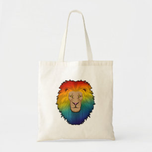 Leeuw in regenboogkleuren tote bag
