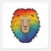 Leeuw in regenboogkleuren vierkante sticker (Voorkant)