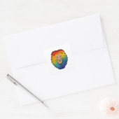 Leeuw in regenboogkleuren vierkante sticker (Envelop)