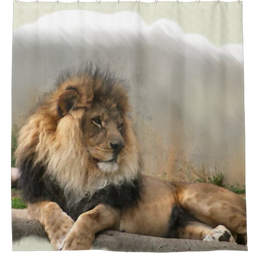 Leeuw in rust wildlife douchegordijn (Voorkant)