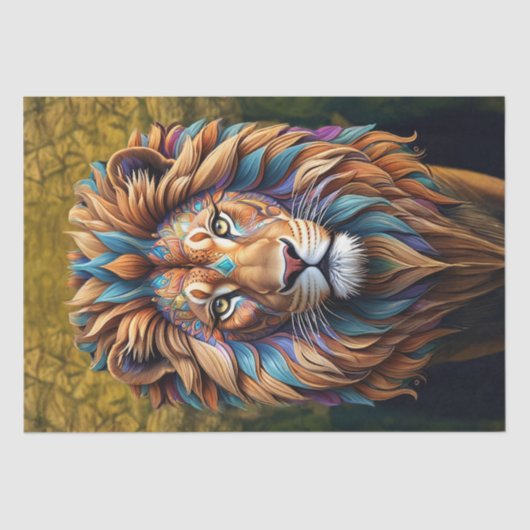 Leeuw in wervelstijl voor Decoupage Tissuepapier (Voorkant)