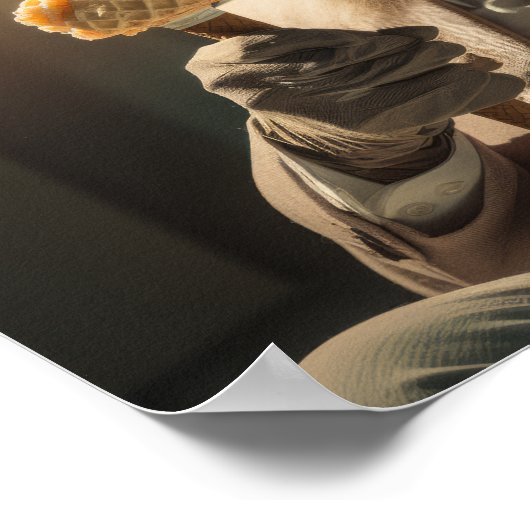 Leeuw in Zonnebril en Pet Genieten van IJs - Fu Poster (Hoek)