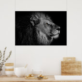 Leeuw in zwart-wit poster (Keuken)