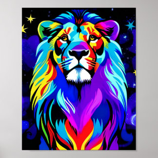 Leeuw - Inspirerend kleurrijke Pop kunst Poster