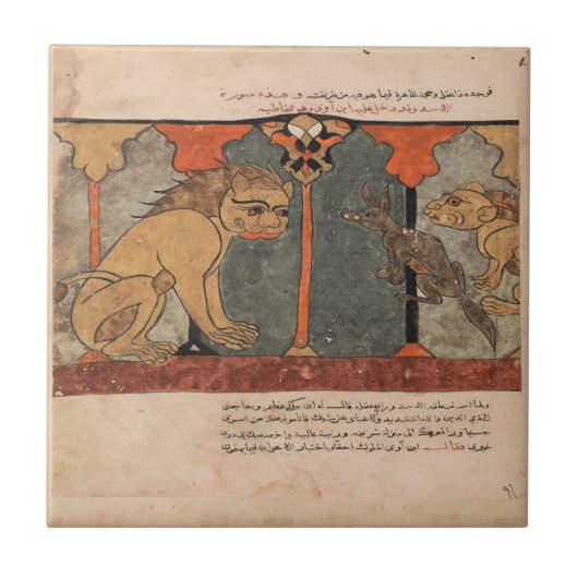 Leeuw Jakhals Indiase Renaissance Fabel Tegeltje (Voorkant)