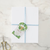 Leeuw Jungle Dieren Groenery Neutrale Baby Shower Cadeaulabel (Met Touw)