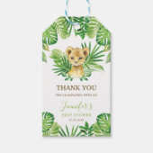 Leeuw Jungle Dieren Groenery Neutrale Baby Shower Cadeaulabel (Voorkant)