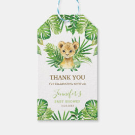 Leeuw Jungle Dieren Groenery Neutrale Baby Shower Cadeaulabel