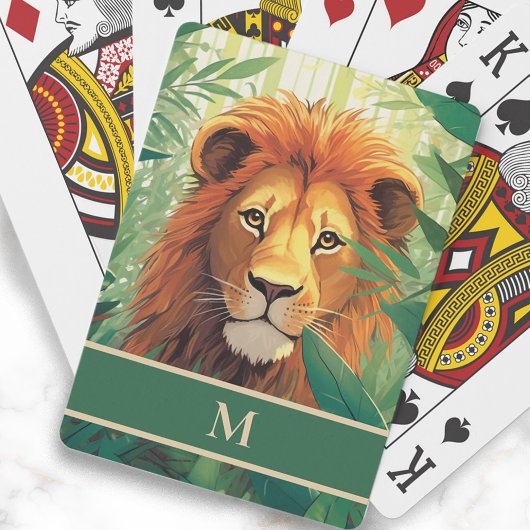Leeuw Jungle Schildering Monogram Initiaal Pokerkaarten