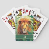 Leeuw Jungle Schildering Monogram Initiaal Pokerkaarten (Achterkant)