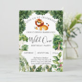 Leeuw Jungle Wild One 1e Verjaardag Kaart (Staand voorkant)