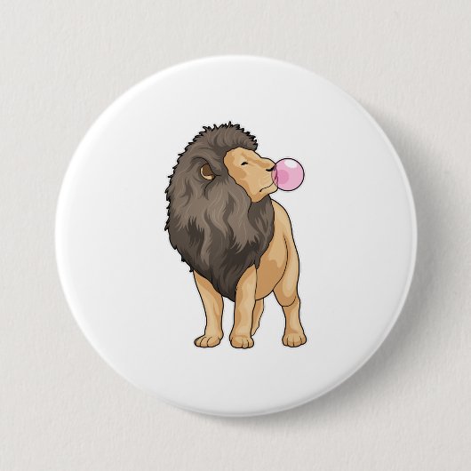 Leeuw Kauwgum Ronde Button 7,6 Cm (Voorkant)