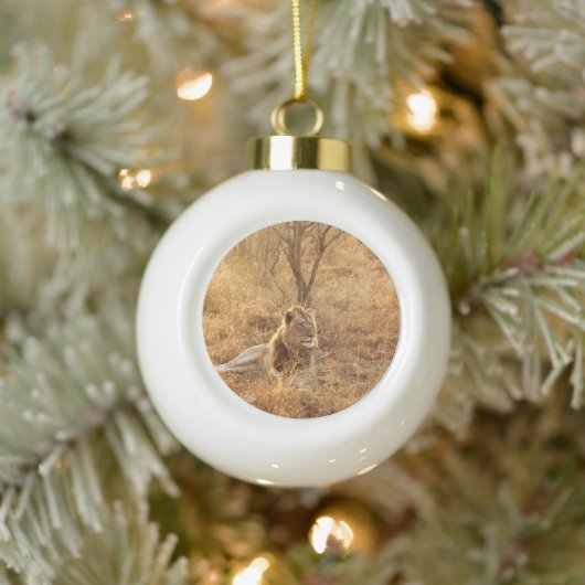 Leeuw Keramische Bal Kerst Ornament (Boom)