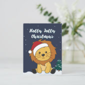 Leeuw Kerst Sneeuw Winter Dieren Leeuwen Feestdag  Feestdagenkaart (Staand voorkant)