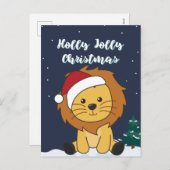 Leeuw Kerst Sneeuw Winter Dieren Leeuwen Feestdage Feestdagenkaart (Voorkant / Achterkant)