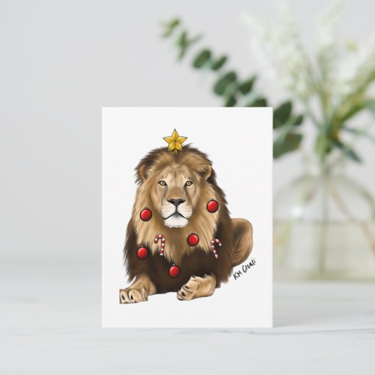 Leeuw - kerstkaart (Staand voorkant)