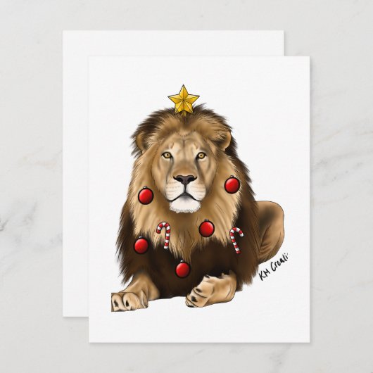 Leeuw - kerstkaart (Voorkant / Achterkant)