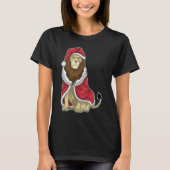 Leeuw Kerstmis Kerstman hoed T-shirt (Voorkant)
